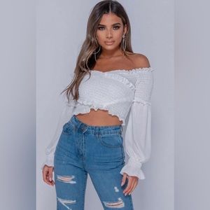 Zara smocked wrap top